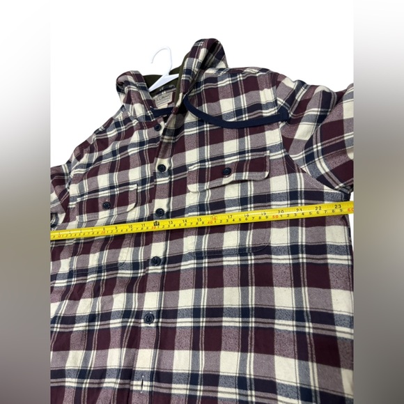 LL Bean Plaid Hooded Flannel Shirt Shacket Fleece Lined Button Down Men’s Medium - Picture 7 of 9